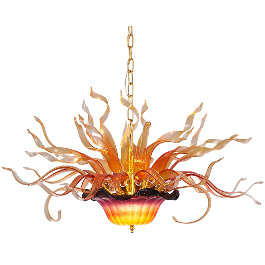 multicolored hand-blown glass flower pendant lights for living room or bedroom decor