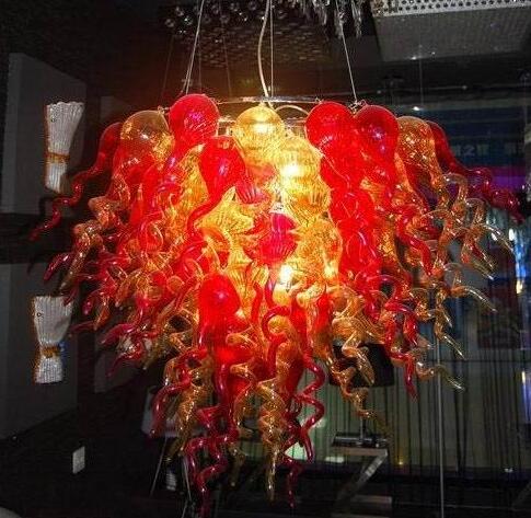 Multi-colored modern LED chandeliers featuring hand-blown crystal glass for home and wedding decor