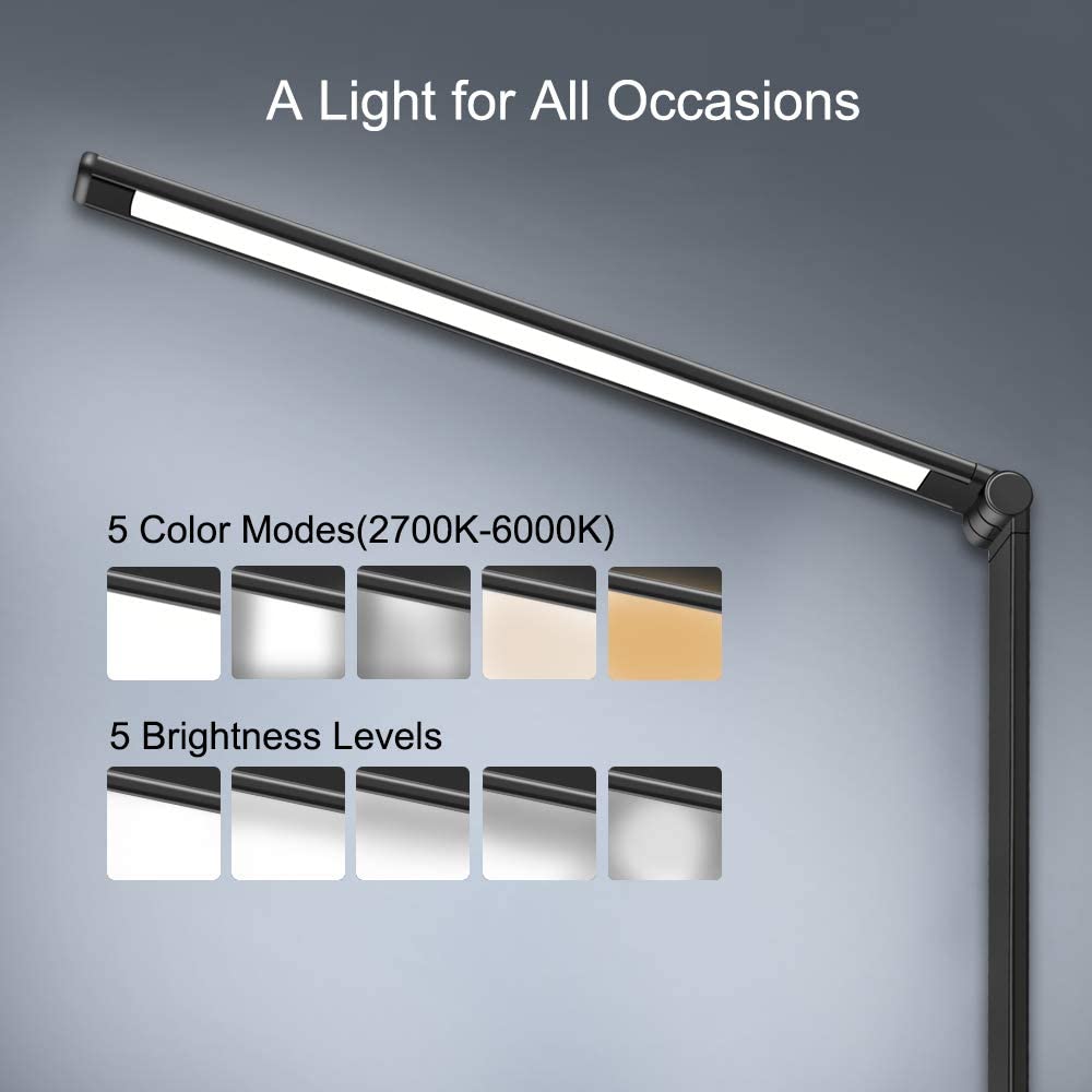 Multifunctional wireless charging LED desk lamp featuring 5 lighting modes and USB port
