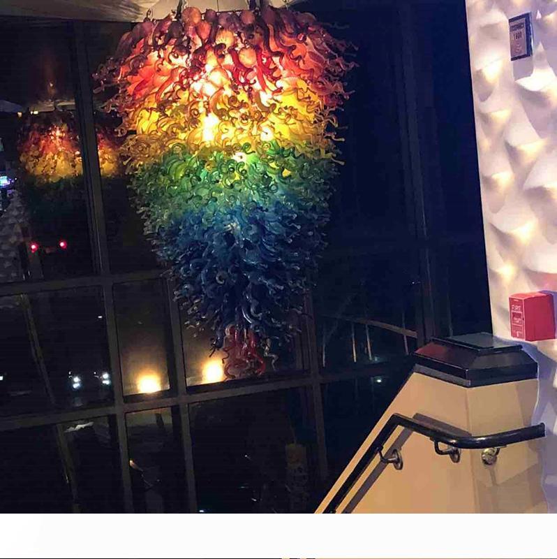 Multi-tiered contemporary crystal chandelier with handcrafted glass, suitable for AC110V/220V, ideal for long staircase lighting projects