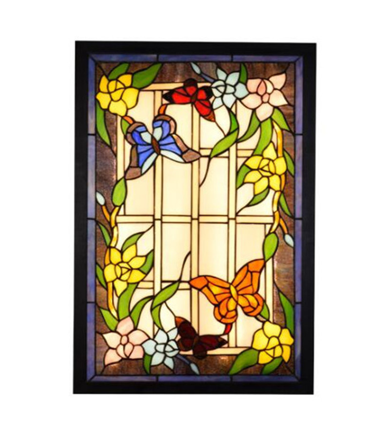 Mural lamps featuring American pastoral designs and Tiffany stained glass, ideal for living rooms, bedrooms, bars, and hallways with LED lighting