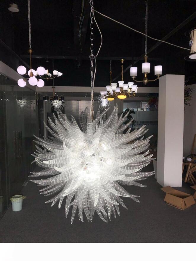 Murano Clear Hand Blown Horn Glass Chandelier Lamps Round Shape Porch Light Creative Hallway Lamp Crystal