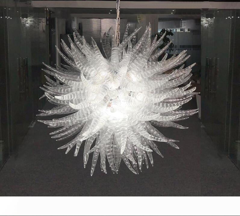 Murano Clear Hand Blown Horn Glass Chandelier Lighting Round Shape Porch Light Creative Hallway Lamp Crystal