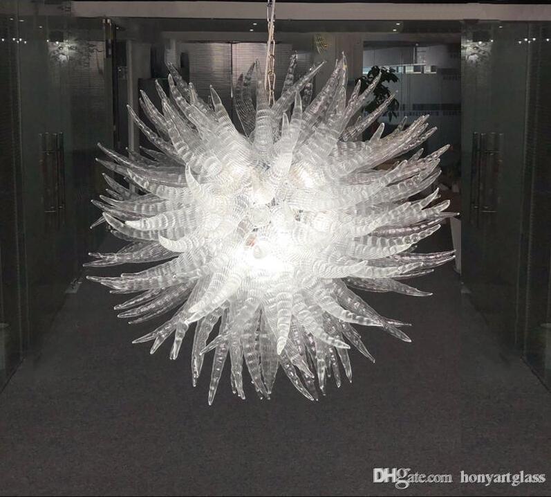 Murano Clear Hand Blown Horn Glass Chandelier Lighting Round Shape Porch Light Creative Hallway Lamp Crystal