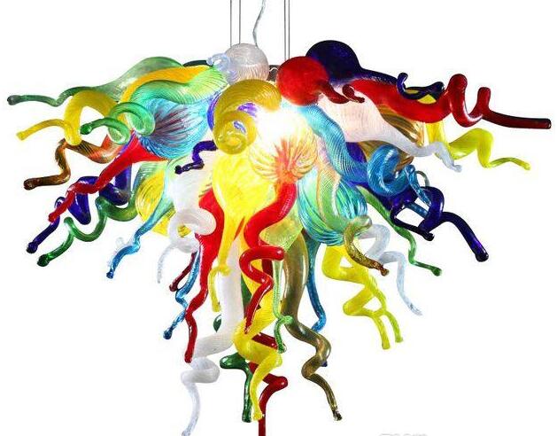 Murano Glass Chandelier Handcrafted Blown Glass LED Pendant Light for Living Room Bedroom Dining in Multi Colors