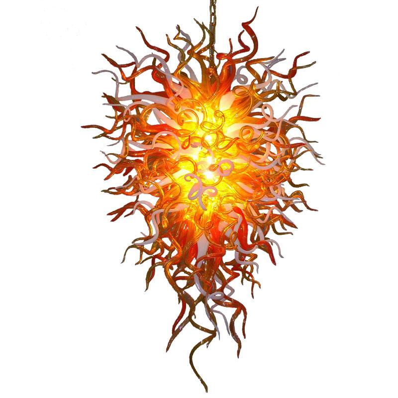 Murano Glass Orange Pendant Lights with LED 110-240V, Handcrafted Italian Art Deco Chandelier