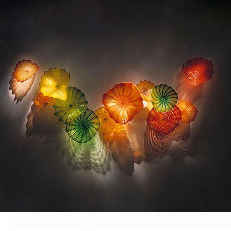 Murano Glass Wall Lights with Blown Glass Floral Designs, Decorative Art Lamps, Custom Plates, Free Shipping