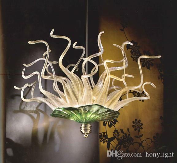 Murano-style handcrafted twisted glass chandelier with plate designs