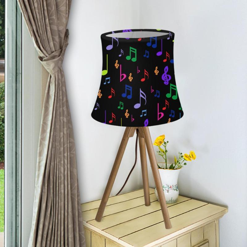 Musical note patterned fabric lampshade in European style for table, crystal candle, and wall chandelier lighting