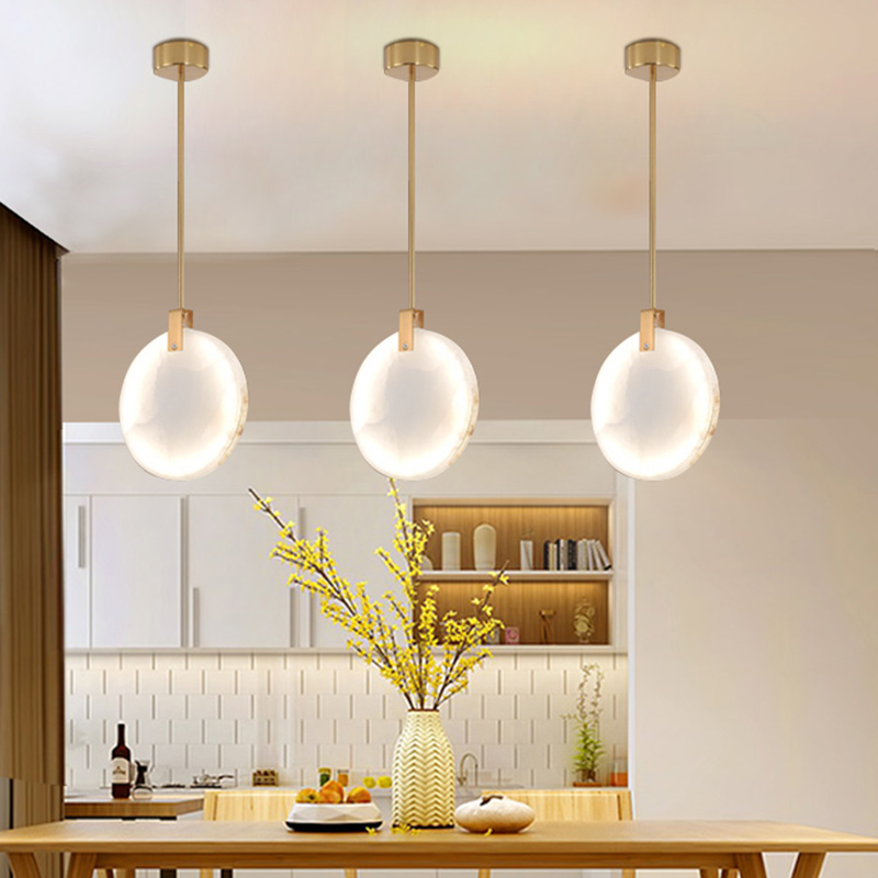 Natural marble LED pendant lights with pipe/cord design for dining rooms, coffee shops, and indoor loft decor