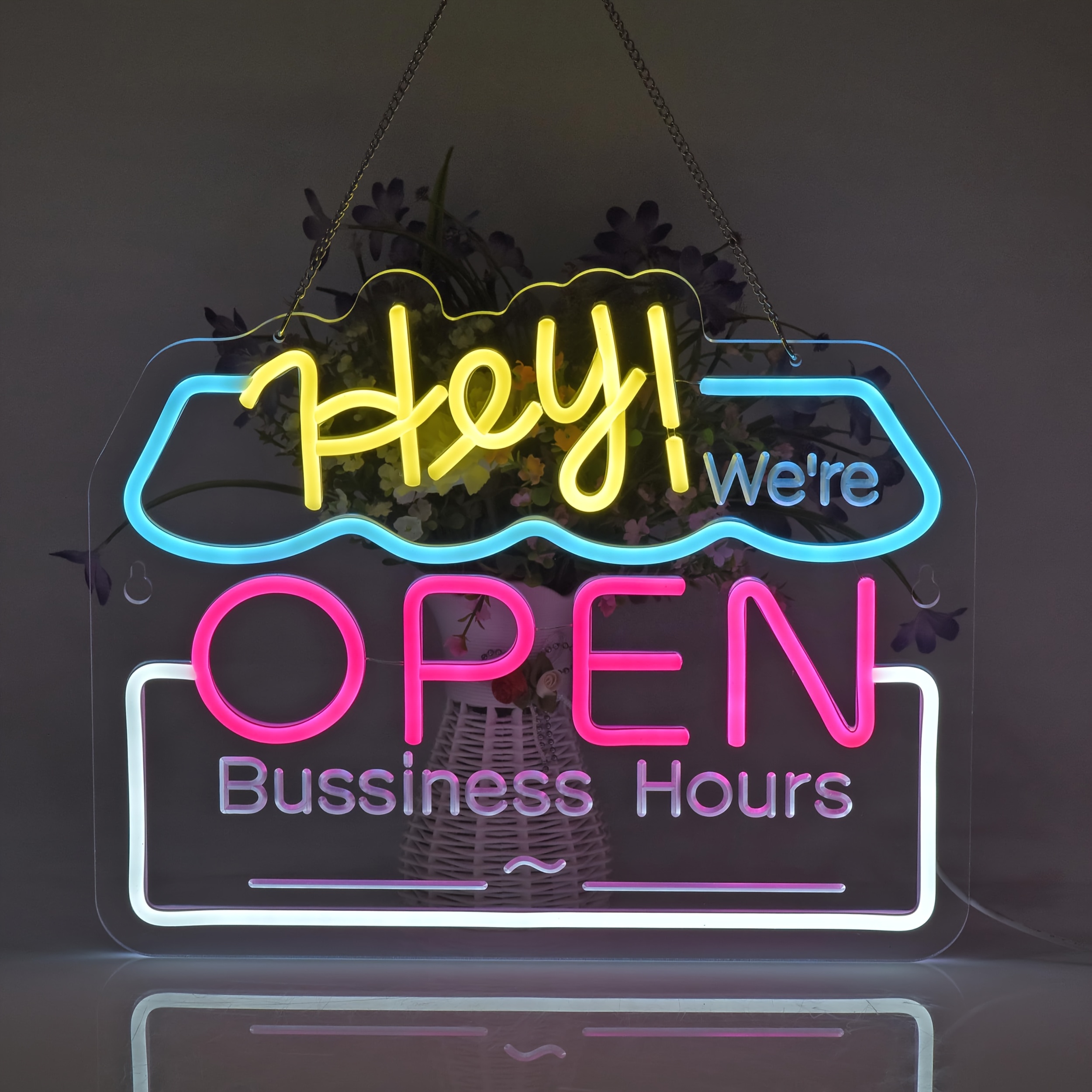 Neon signs and wall lights for business decor in shops, bars, and bakeries