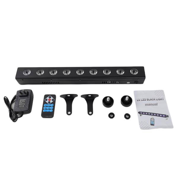 New 260W UV LED stage light with remote, auto, sound, and DMX control in black for weddings and parties