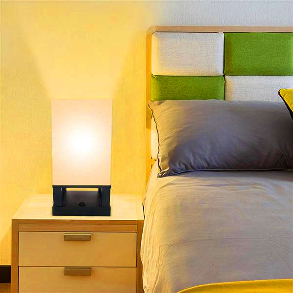 New 40W Table Lamp with Dual USB Ports, Warm Light, and Black Square Base (No Bulb Included)