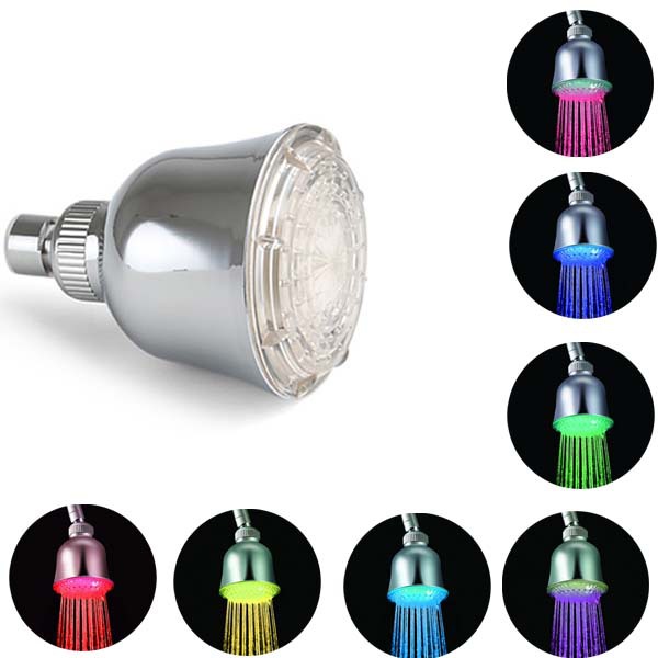 New 7-color automatic LED shower head with water-saving rainfall design for bathrooms