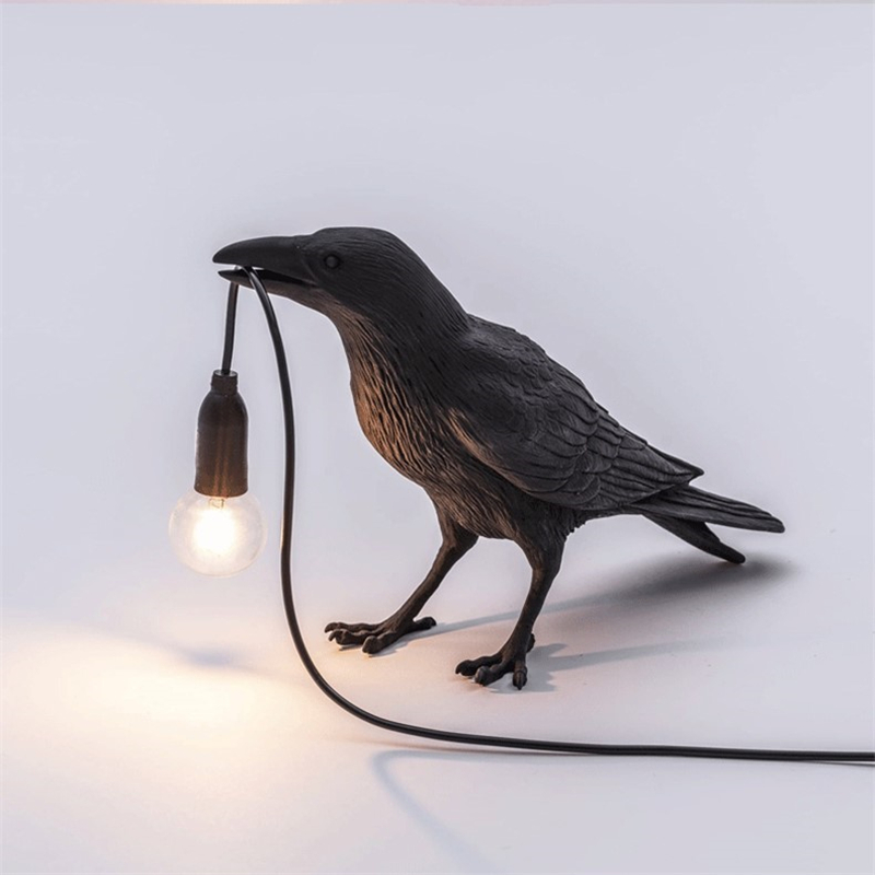 New Auspicious Bird Table Lamp Bedroom Bedside Animal Shape Crow Table Lamps For Living Room Nordic Study Shop Art led Night Desk Light