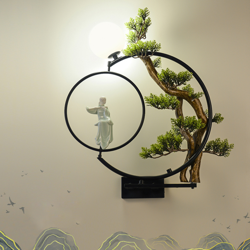 New Chinese Traditional Wall Lamp - Modern China-style living room decor light with retro tea room and study sconce featuring unique LED lighting