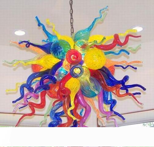 New DIY LED Glass Chandelier Modern Art Colorful Hand Blown Colored Glass Chandelier Home Decoration Living Room Lights Edison Lamp Fixtures