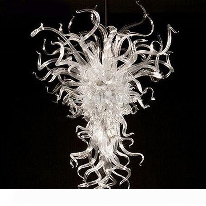 New elegant white Murano glass pendant lamp for hotel and kitchen decor