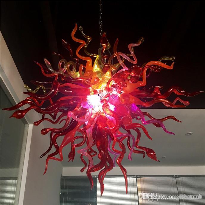 New LED pendant light with hand-blown red glass for dining and living rooms