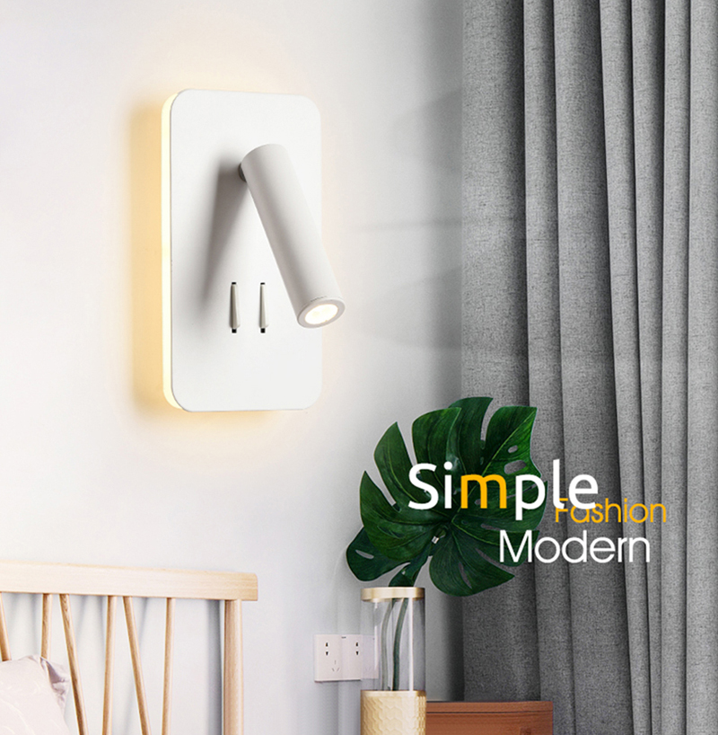 New LED wall lamp featuring dual switches, perfect for bedroom reading or night lighting
