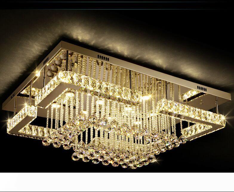 New Modern Luxury Pandant Lights Rectangular LED K9 Crystal Chandeliers Ceiling Mounted Fixutres Foyer Lamps Lights For Living Room MYY
