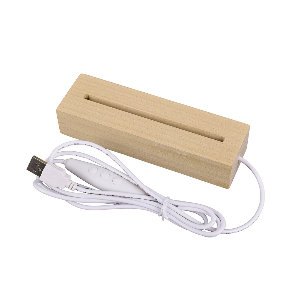 New rectangular wooden night light base for 3D acrylic LED lamp panels