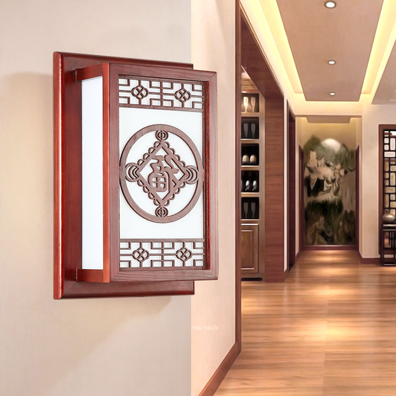 New solid wood wall lamp for bedroom, living room, or bathroom with vintage Chinese sconce design