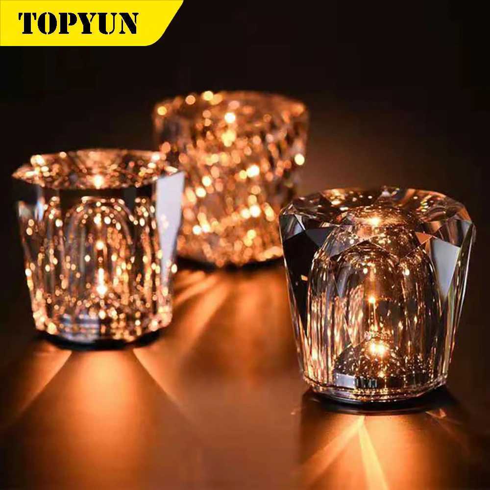 New stylish diamond LED rechargeable table lamp for bedroom or bar ambiance