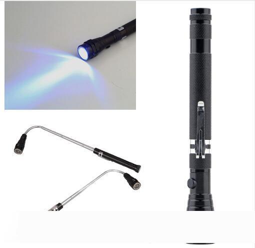 New Telescopic Flexible 3 LED Flashlight Torch Magnetic Pick Up Light GA Lanterna Linternas Lampe Torche With Mini
