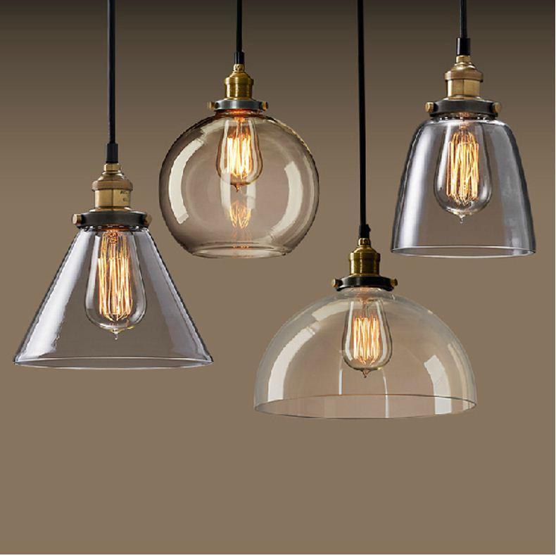 New vintage clear glass pendant light with copper hanging design, compatible with E27 bulbs (110/220V), ideal for home decor, restaurants, or as a chandelier