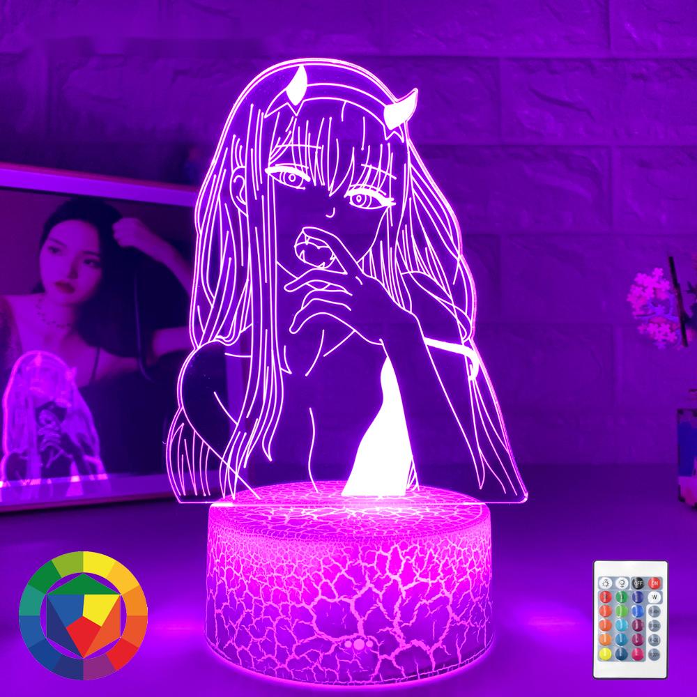 Newest Anime Zero Two 3D night light figure lamp for kids and girls, a perfect manga gift from Darling in the Franxx available for dropshipping