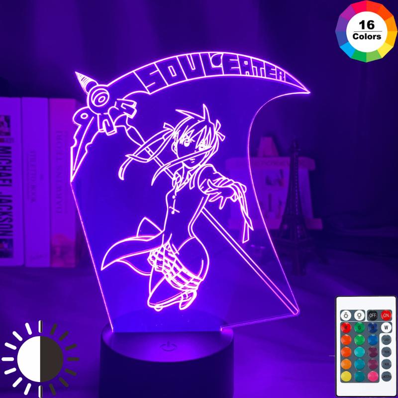 Night Light Anime Soul Eater Maka Albarn LED Lamp for Kids' Room Decor and Gifts with Color Changing Feature