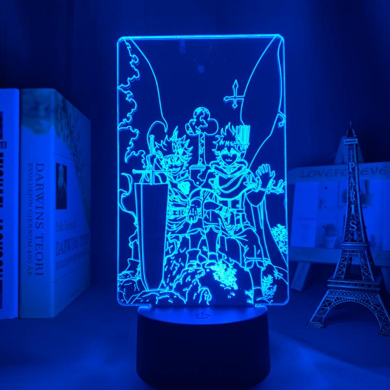 Night Light featuring Yuno and Asta from Black Clover for bedroom decor, a perfect manga-themed gift for kids' birthdays or room lighting