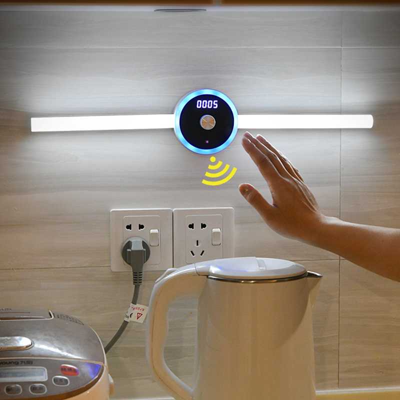 Night Light with LED Motion Sensor, Adjustable Dimming, USB Charging, and Clock for Cabinets, Kitchens, and Bathrooms