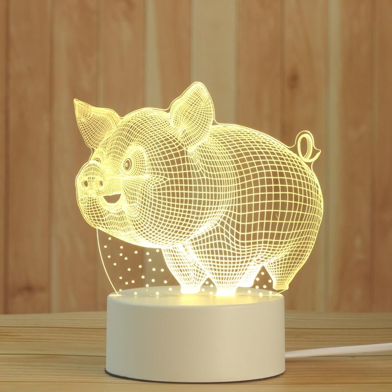 Night Lights 1pc 3d Three-dimensional Eco-friendly And Safe Piggy Toy Lamp Usb Bedside Table Living Room Decoration Lamp#B