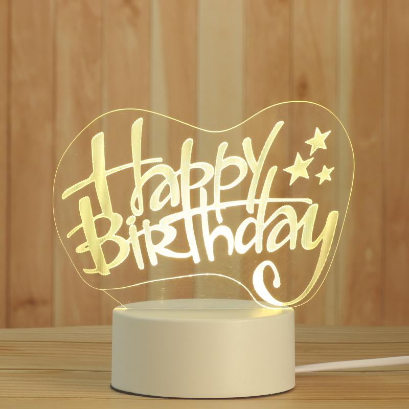 Night Lights 1pc Happy Birthday Creative Light 3d Visual Effects Decorative Party Or Holiday Gifts Luz De Noche#B

A single 3D decorative night light featuring happy birthday creative visuals, perf...