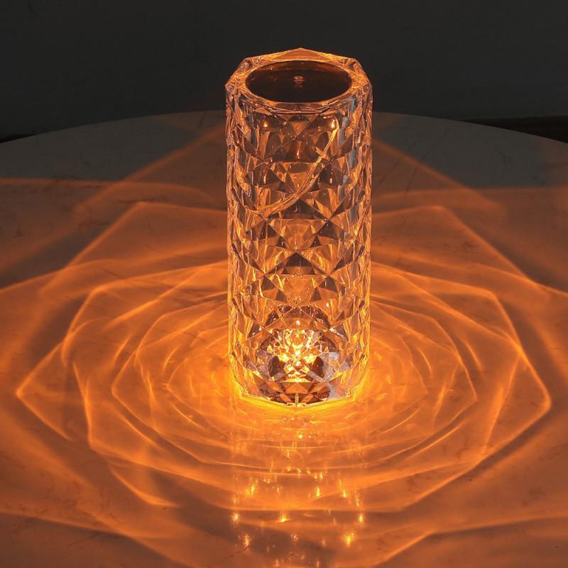 Night Lights 3 Colors Diamond Crystal Lamp Acrylic Atmosphere USB Charging Touch Table For Home Bedroom Bedside Bar Decoration