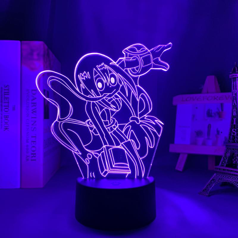 Night Lights 3D Anime Lamp featuring My Hero Academia's Tsuyu Asui, perfect for bedroom decor or as a birthday gift with LED lighting showcasing Froppy
