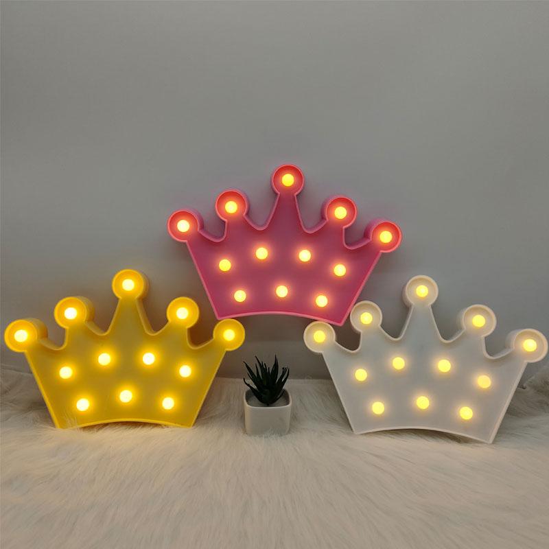 Night Lights 3D Crown Shape LED Light Table Lamp Christmas Party Home Room Decoration Garden Wall Girl Gift