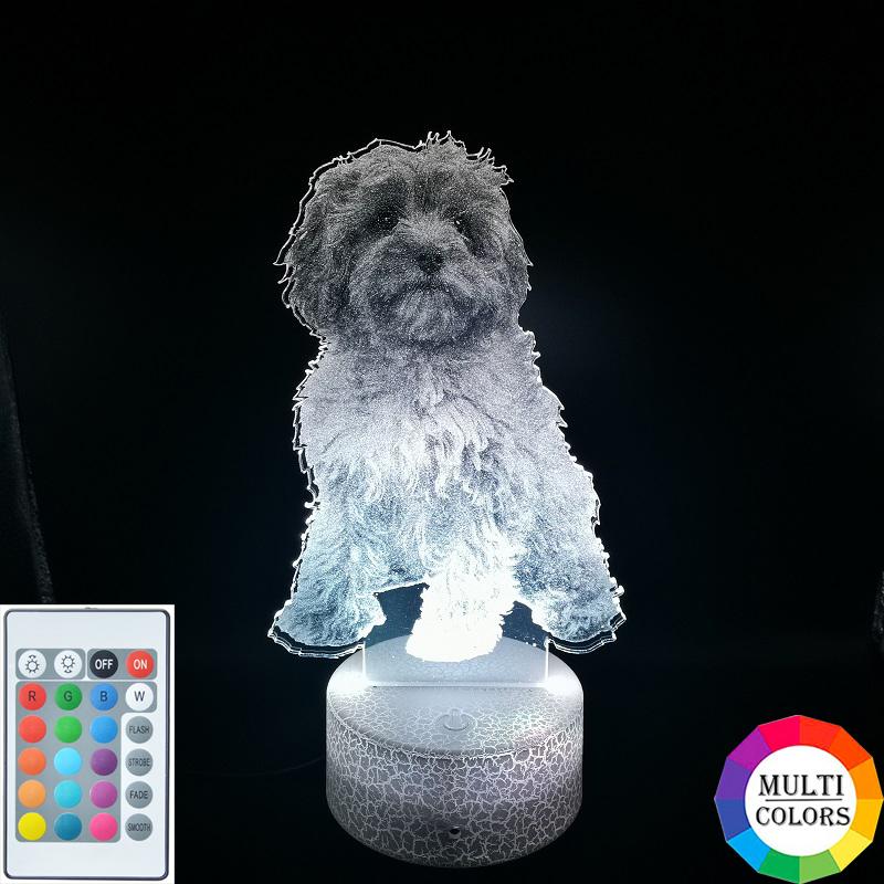 Night Lights 3D Illusion Picture Lamp Pet Dog Light LED Cavapoo Nightlight Smart Phone Control El Room Atmosphere Decoration Gift