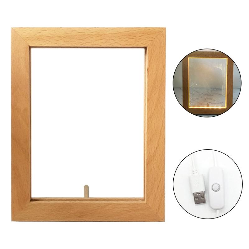 Night Lights 3D Visual Wooden Light LED Po Frame Camera Image Lamp Bedroom Bedside D Q0KA