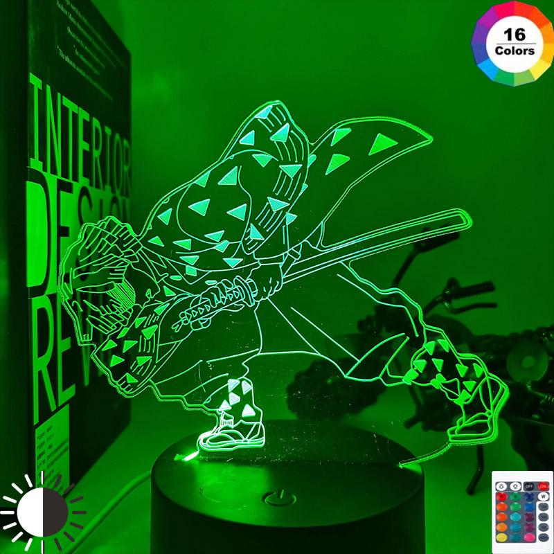 Night Lights Acrylic LED Light Anime Demon Slayer Agatsuma Zenitsu Figure For Kids Child Bedroom Decor Cool Kimetsu No Yaiba Lamp Gift