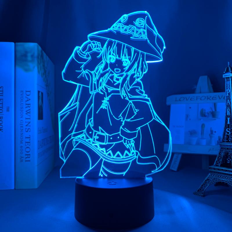 Night Lights Anime KonoSuba Megumin LED Light For Bedroom Decor Brithday Gift Manga Room Desk 3d Table Lamp Acrylic