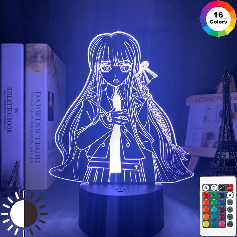 Night Lights Danganronpa LED Lamp featuring Kyoko Kirigiri design for bedroom decor or kids' gifts, made with acrylic 3D effects