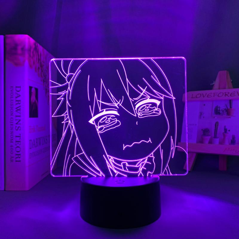 Night Lights LED Anime Lamp featuring KonoSuba Aqua for kids' rooms, birthday gifts, or desk decor