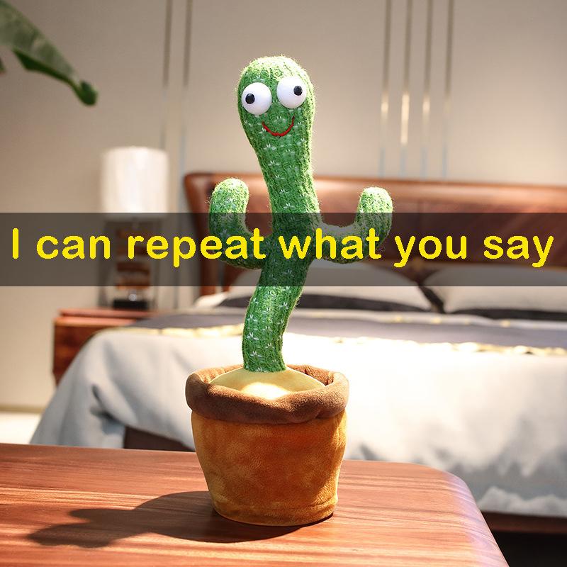 Night Lights LED Cactus Plush Toy with Electric Singing, Dancing, Glow, Recording, and Learning Features for Kids' Parties and Bedroom Decor