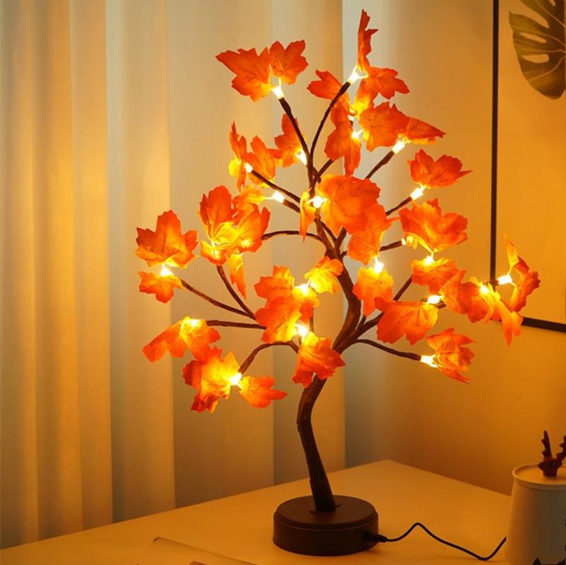 Night Lights LED Copper Wire Maple Tree Home Decoration Small Table Lamp Battery USB Universal Christmas Day
