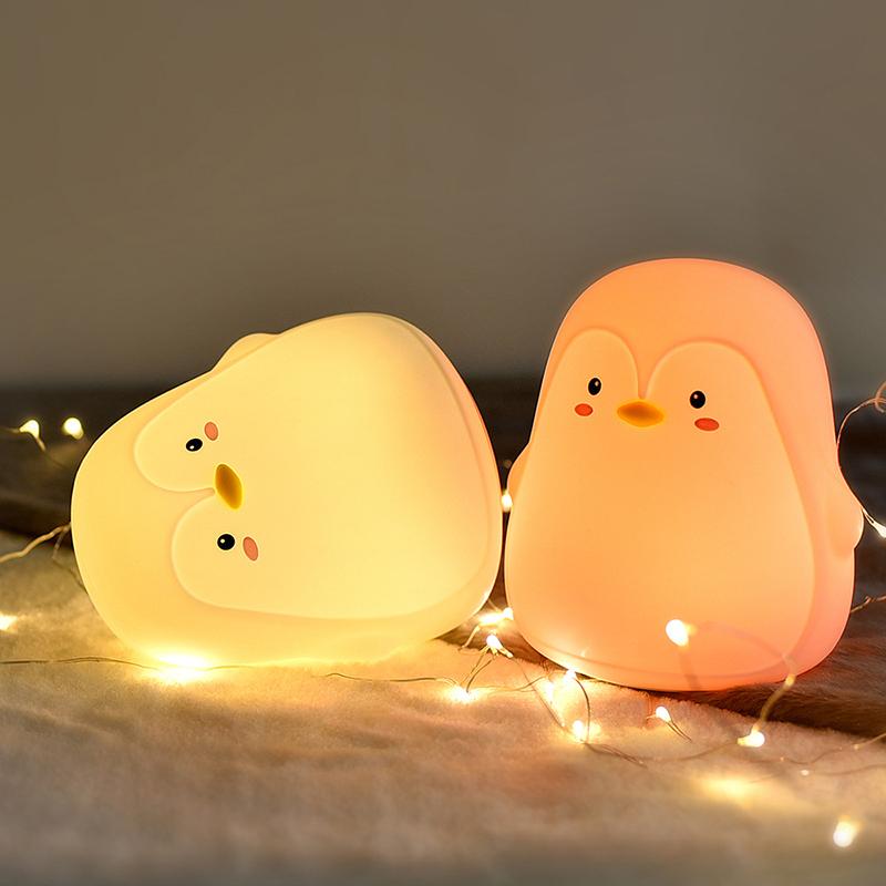 Night Lights LED Lamp Penguin Silicone Touch Light Rechargeable For Children Baby Christmas Gift
