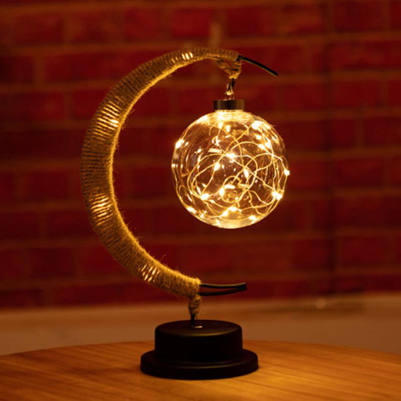 Night Lights LED Moon Sepak Takraw Lamp Handmade Rope Wrought Iron Light Home Christmas Gifts For Party Room Decoration