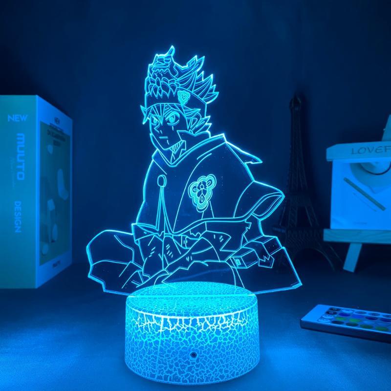Night Lights Led Panel Anime Figure Black Clover 3D Lamp Valentines Day Gift Cute Room Decor With Sensor